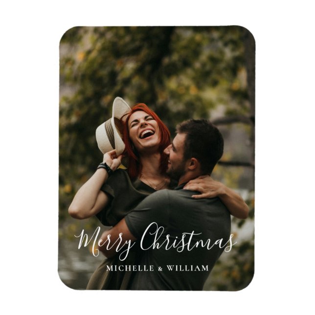 Modern Minimal Photo Christmas Script Magnet (Vertical)