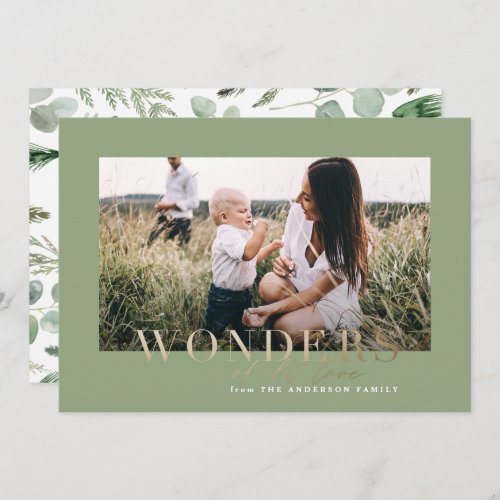 Modern minimal photo Christmas wonder Holiday Card