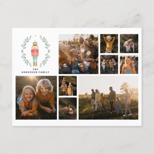 Modern minimal photo collage Christmas elegant Holiday Postcard