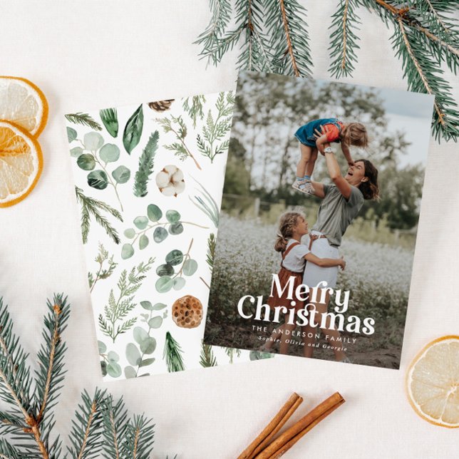 Modern minimal photo elegant bold typography holiday card (Creator Uploaded)