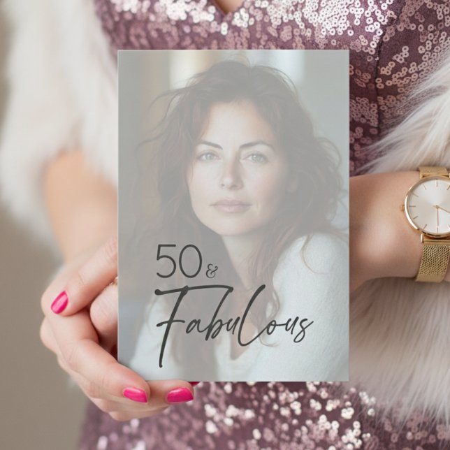 Modern Minimal Photo Fifty & Fabulous Birthday Invitation (Creator Uploaded)