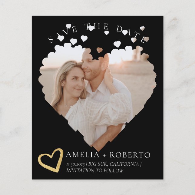 Modern Minimal Photo Frame Save The Date Card Flyer (Front)