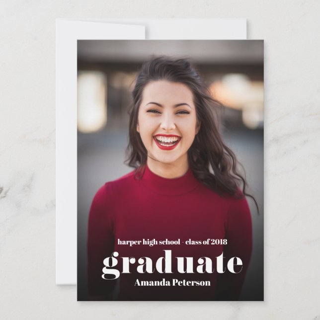 Modern minimal  photo Graduation Announcement (Front)