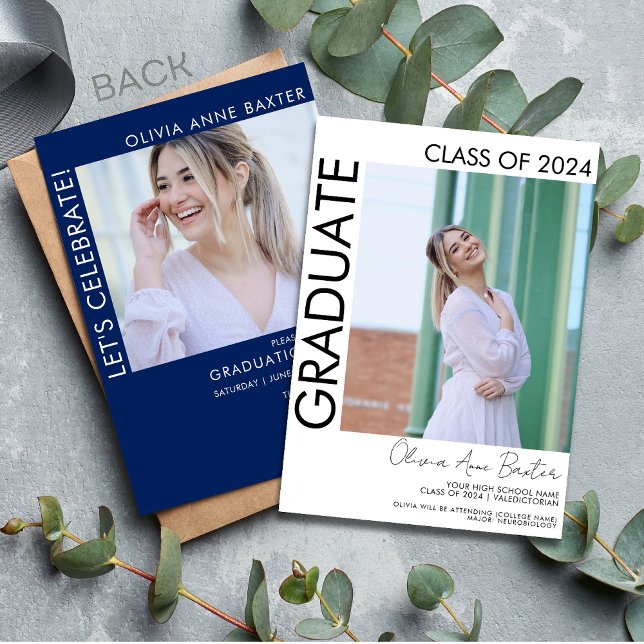 Modern Minimal Photo Graduation Party Invitat Invitation (Creator Uploaded)