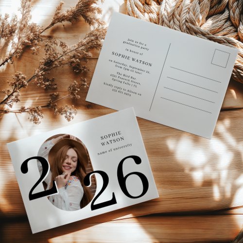 Modern Minimal Photo Graduation Party Invitation Postcard