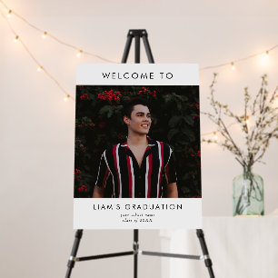 Modern Minimal Photo Graduation Party Welcome Sign