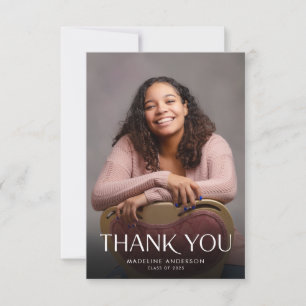 Modern Minimal Photo Graduation Thank You Card