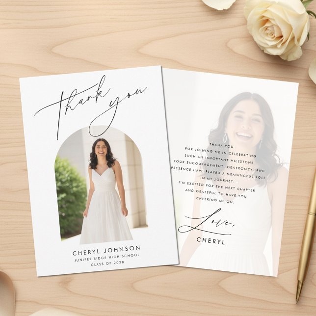 Modern Minimal Photo Graduation Thank You Card (Creator Uploaded)