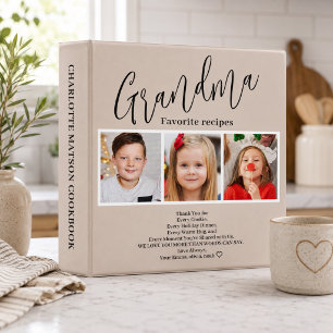 Modern Minimal Photo Grandmas Recipe Organizers 3 Ring Binder
