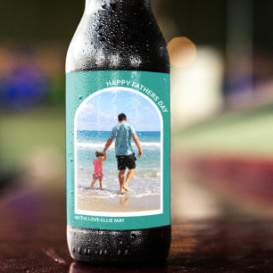 Modern Minimal Photo Happy Fathers Day Holiday Beer Bottle Label