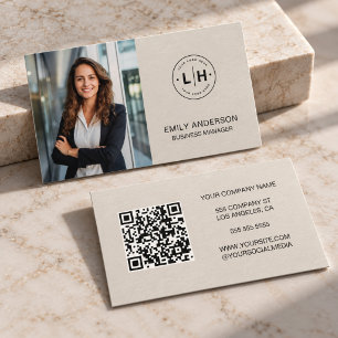 Modern Minimal Photo Logo QR Business Card