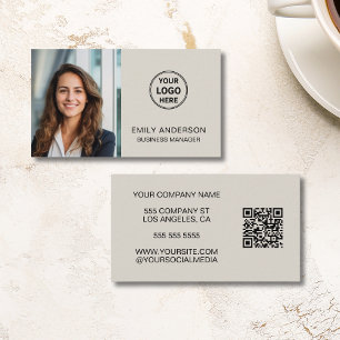 Modern Minimal Photo Logo QR Professional Business Card