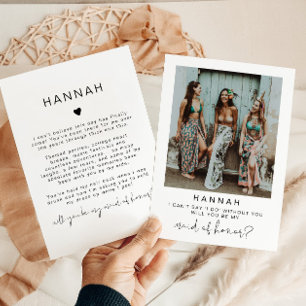 Modern Minimal Photo Maid of Honor Proposal Card