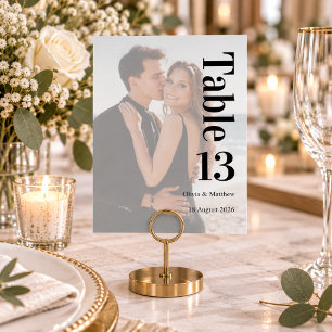 Modern Minimal Photo Overlay Wedding Welcome Table Number