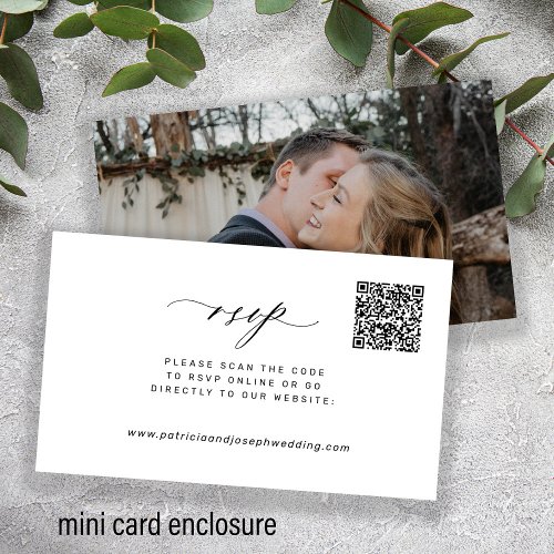 Modern minimal photo QR code wedding RSVP Enclosure Card