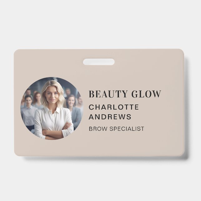 Modern, Minimal, Photo, Salon Badge (Front)