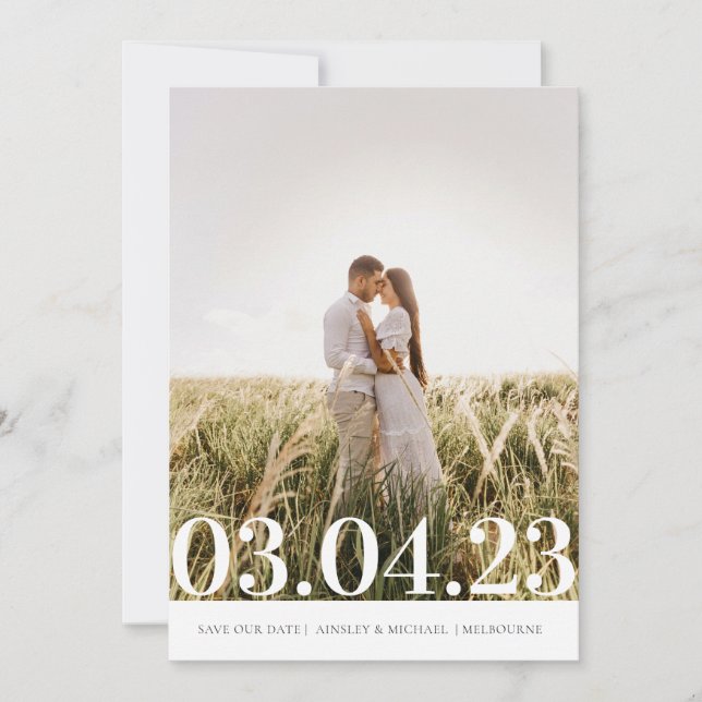 Modern Minimal Photo Save the Date (Front)