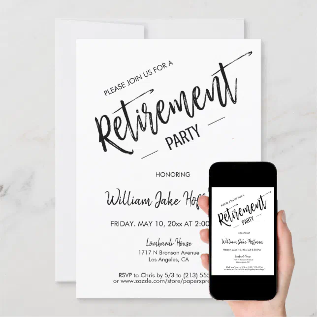 Modern Minimal Photo Surprise Retirement Party Invitation | Zazzle