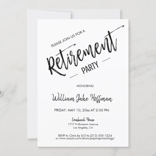 Modern Minimal Photo Surprise Retirement Party Invitation