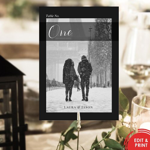 Modern Minimal Photo Table Number Card Wedding