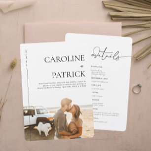 Modern Minimal   Photo Wedding Details &  Invitation