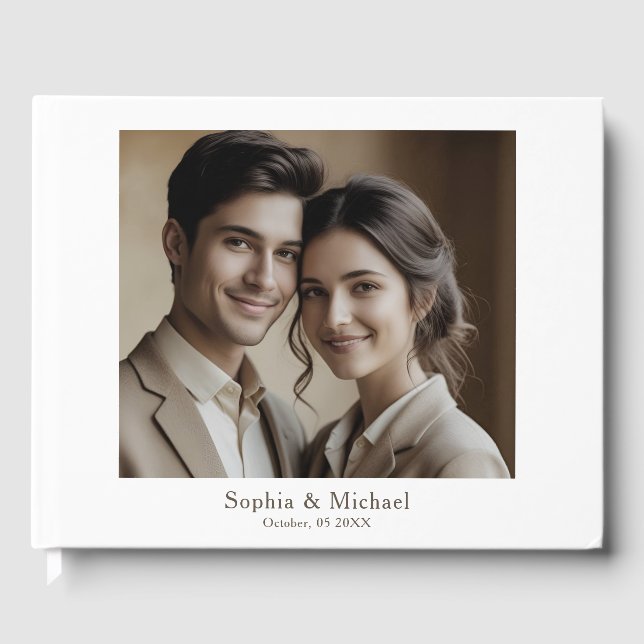 Modern Minimal Photo Wedding Guest Book Template  (Front)