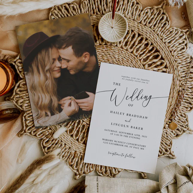 Modern Minimal Photo Wedding Invitation 