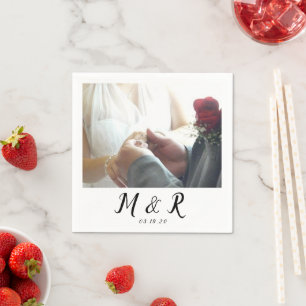 Modern Minimal Photo Wedding Logo Napkins