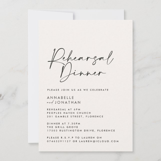Modern Minimal photo Wedding Rehearsal Dinner Invitation (Front)