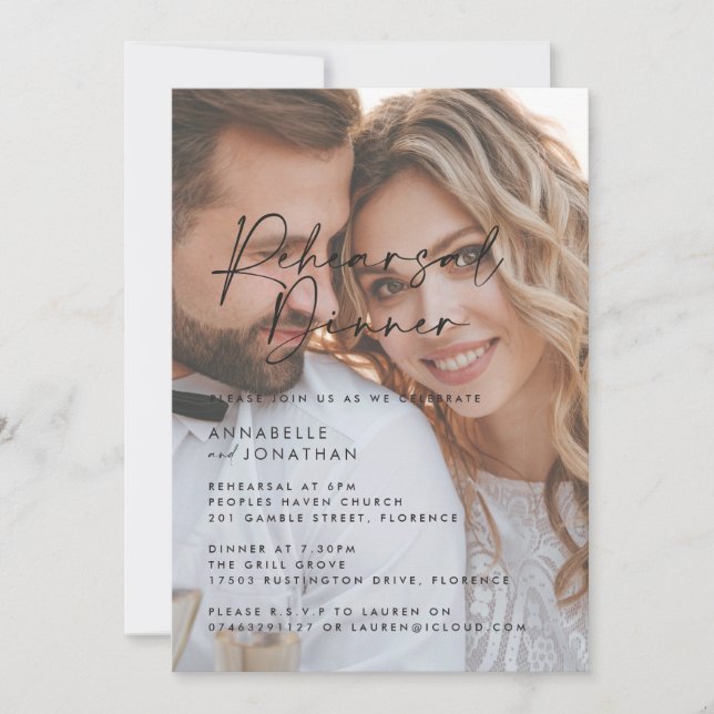 Modern Minimal photo Wedding Rehearsal Dinner Invitation (Front)