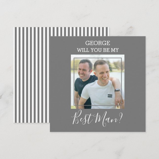 Modern Minimal Photo | Will You Be My Best Man? Invitation (Front/Back)