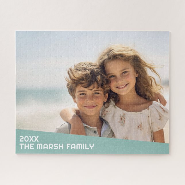 Modern Minimal Photo with Diagonal Color Block Jigsaw Puzzle (Horizontal)