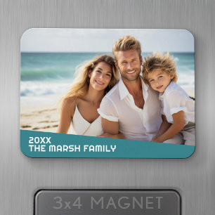 Modern Minimal Photo with Diagonal Color Block Magnet