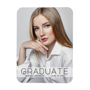 Modern Minimal Photo Wt Graduate Announcement Magnet
