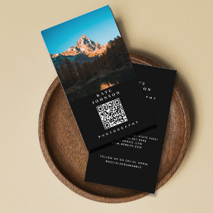 Modern Minimal Photographer QR Code Social Media Business Card