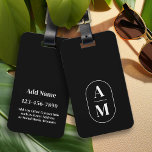 Modern Minimal Pill Monogram - Black White Luggage Tag<br><div class="desc">A trendy,  elegant design for your tag. Modern,  minimal lines makes this a classy addition to your luggage or bag.</div>