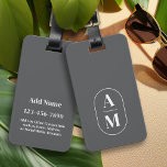 Modern Minimal Pill Monogram - Gray Luggage Tag<br><div class="desc">A trendy,  elegant design for your tag. Modern,  minimal lines makes this a classy addition to your luggage or bag.</div>