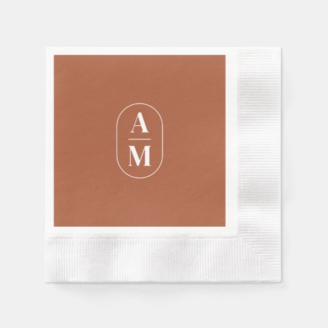 Modern Minimal Pill Monogram - Terra Cotta Napkins (Front)
