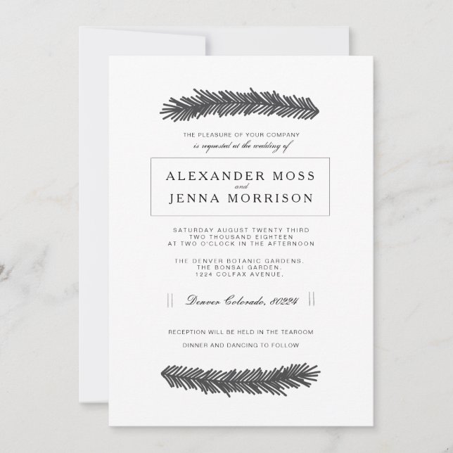 Modern Minimal Pine Invitation (Front)
