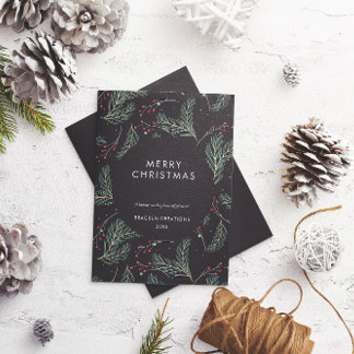 Modern Minimal Pine Pattern Corporate Christmas Holiday Card