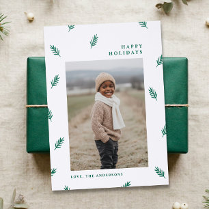 Modern Minimal Pine Scatter Christmas Holiday Letterpress Photo Cards