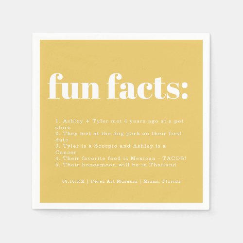 Modern Minimal Pineapple Color Swatch Fun Facts Napkins