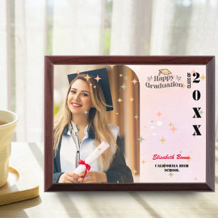 Modern Minimal Pink Arch Photo Graduation Keepsake Award Plaque