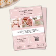 Modern Minimal Pink Bakery Photo QR Flyer