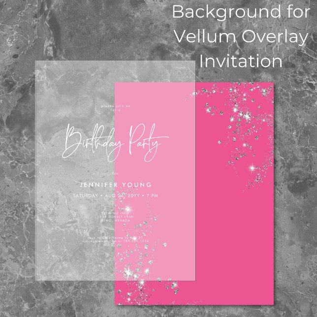 Modern Minimal Pink Diamonds Birthday Background Invitation (Creator Uploaded)