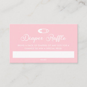Modern Minimal Pink Diaper Raffle Ticket Enclosure Card