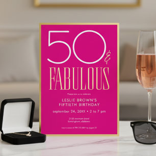 Modern Minimal Pink Fifty & Fabulous Birthday Foil Invitation