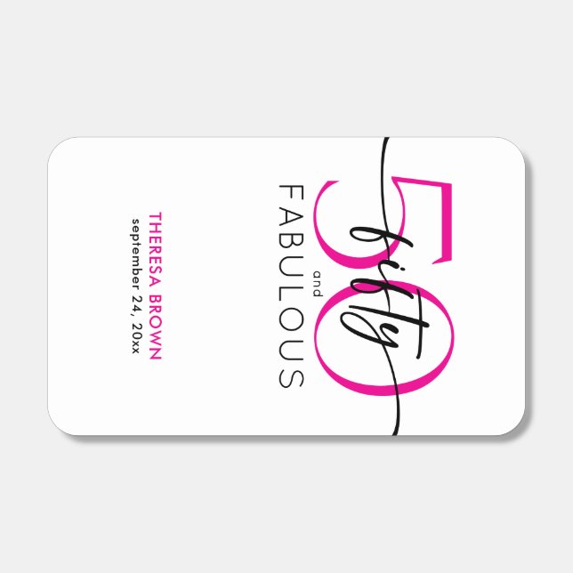 Modern Minimal Pink Fifty Script Birthday Matchboxes (Front)