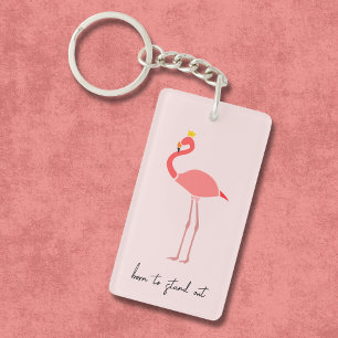 Modern Minimal Pink Flamingo Keychain
