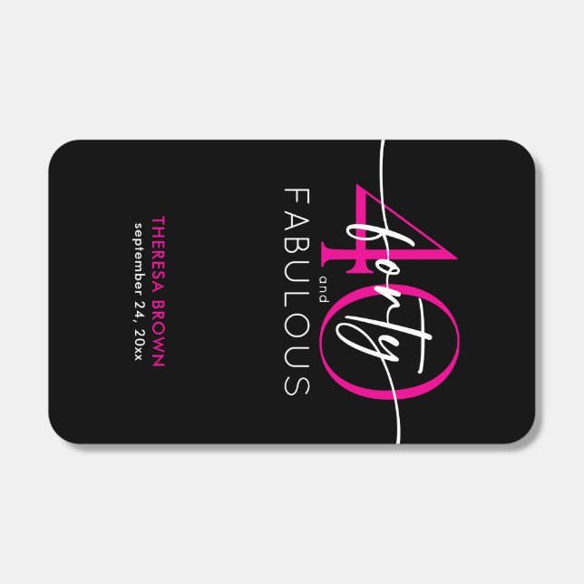 Modern Minimal Pink Forty Script Birthday Matchboxes (Front)